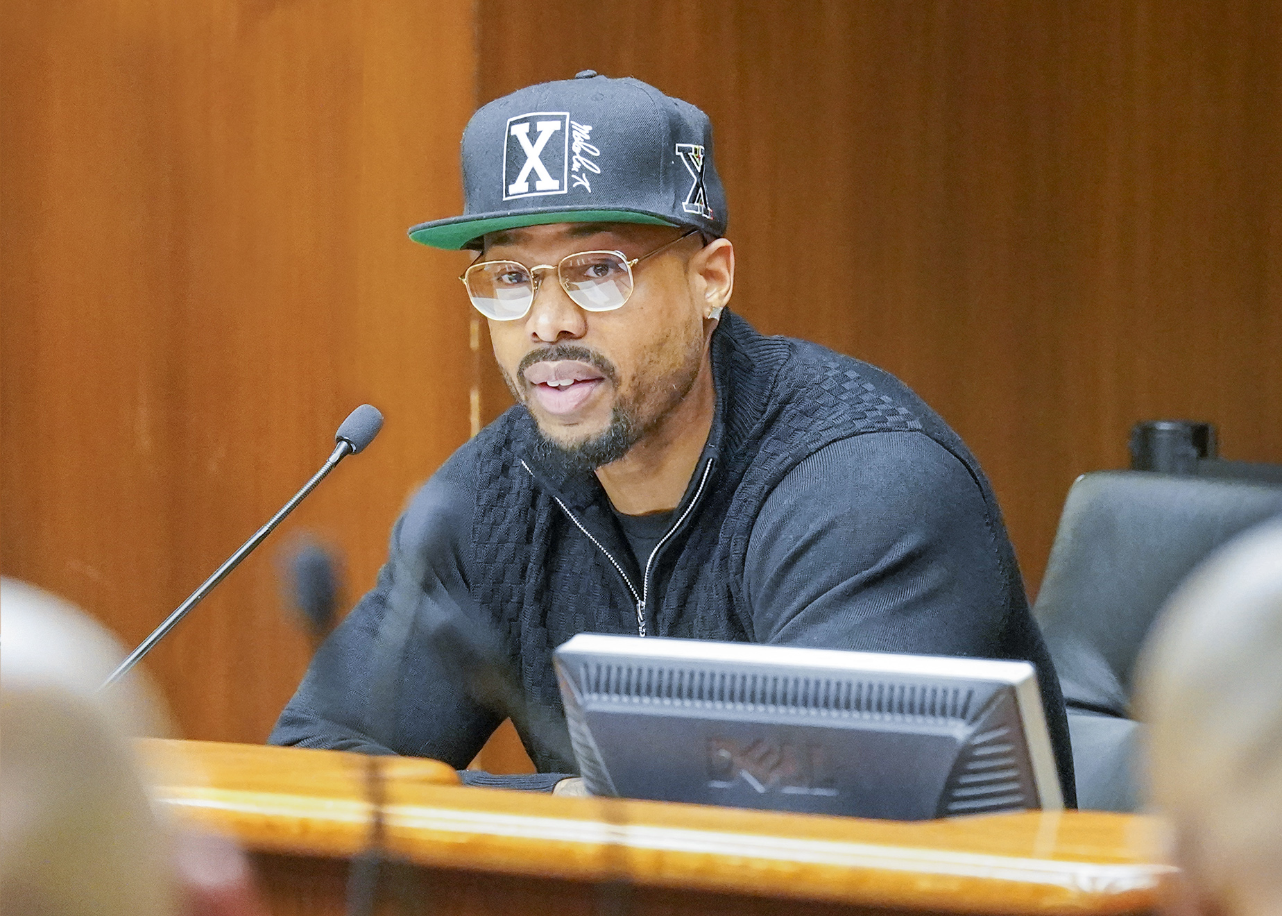 Antonio Williams testifies before the House Public Safety Finance and Policy Committee Jan. 24 in support of a bill that would prohibit slavery or involuntary servitude as punishments for crime. (Photo by Andrew VonBank)